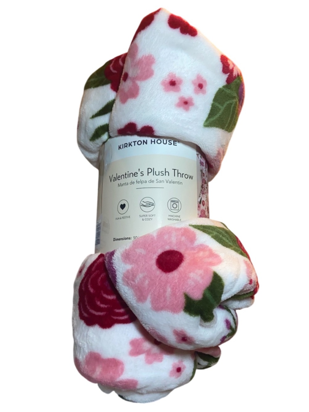 KIRKTON HOUSE Valentines Plush Throw - 50" X 70” FLORAL Dorm Room